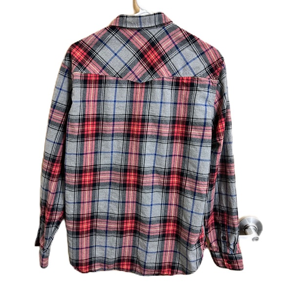 Lucky Brand Men's Blue Red Plaid Flannel Long Sleeve Button Down Pocket Shirt L - Picture 3 of 8